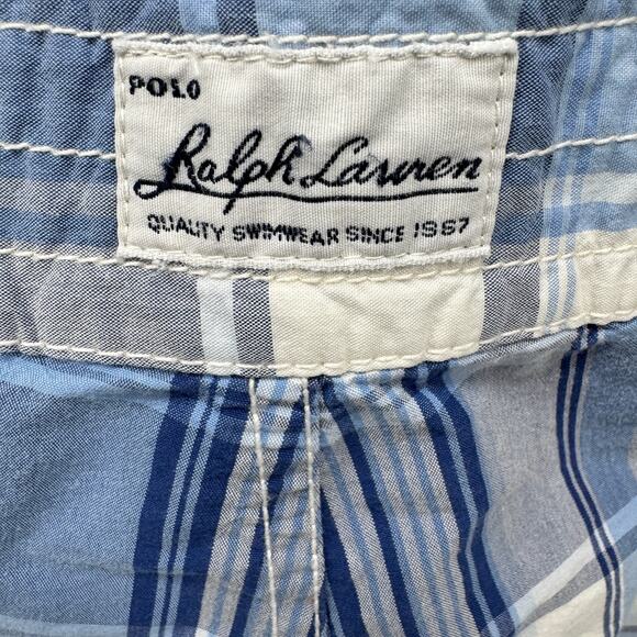 Polo Ralph Lauren Shorts Mens 36 (36x9 ACTUAL) Blue Plaid Board Short Vintage - Picture 4 of 11